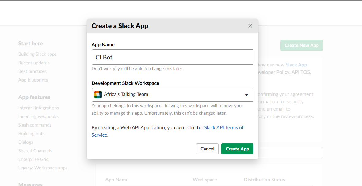 Create a Slack App