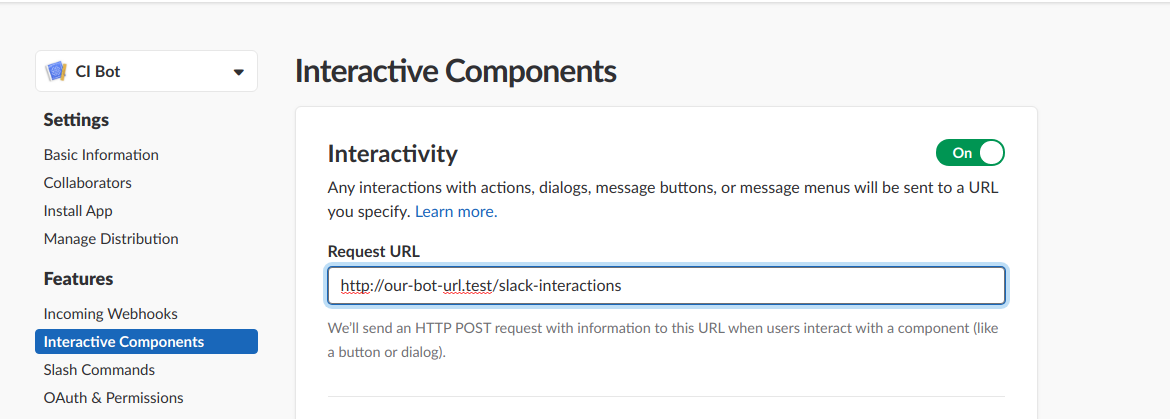 Slack Interactions Request URL